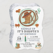 Cowboy Boy Birthday Uitnodiging