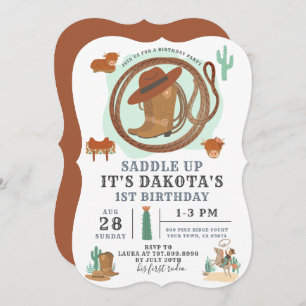 Cowboy Boy Birthday Uitnodiging