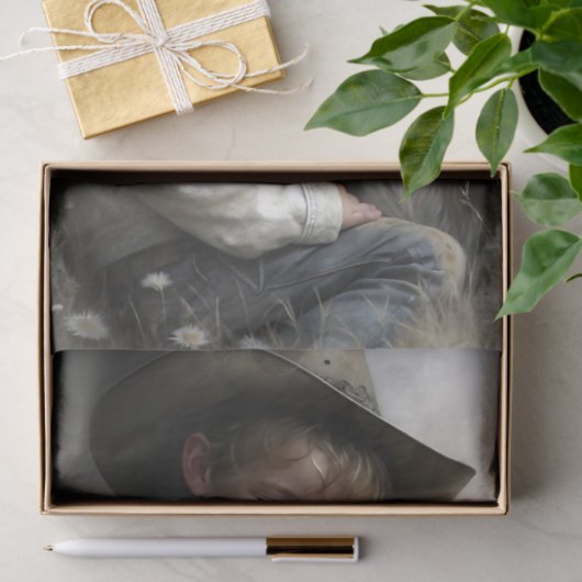 Cowboy Boy Knuffelen Kalf Decoupage Tissuepapier (Geschenk)
