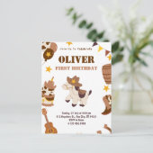 Cowboy Boy Rodeo eerste verjaardag Sjabloon Briefk (Staand voorkant)