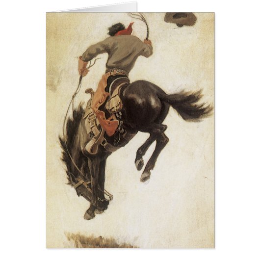  Cowboy, Bronco Buster-onderzoek door NC Wyeth (Voorkant)