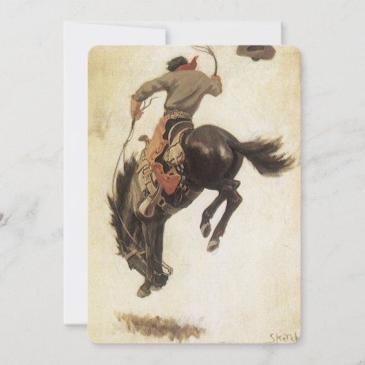  Cowboy, Bronco Buster-onderzoek door NC Wyeth (Voorkant)