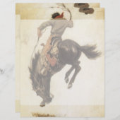  Cowboy, Bronco Buster-onderzoek door NC Wyeth (Voorkant / Achterkant)