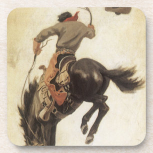  Cowboy, Bronco Buster-onderzoek door NC Wyeth Bier Onderzetter