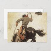 Cowboy, Bronco Buster-onderzoek door NC Wyeth Briefkaart (Voorkant / Achterkant)