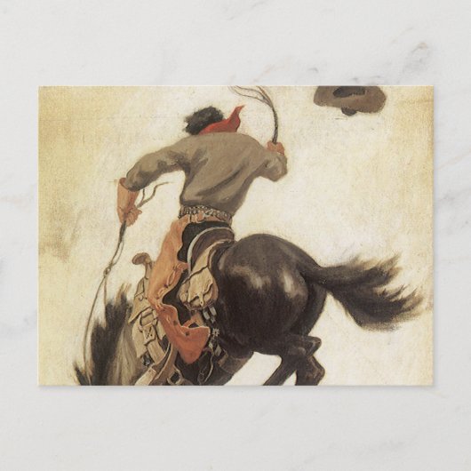 Cowboy, Bronco Buster-onderzoek door NC Wyeth Briefkaart (Voorkant)