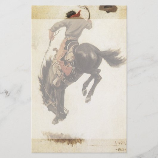  Cowboy, Bronco Buster-onderzoek door NC Wyeth Briefpapier (Voorkant)