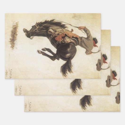  Cowboy, Bronco Buster-onderzoek door NC Wyeth Inpakpapier Vel (Set)