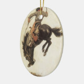  Cowboy, Bronco Buster-onderzoek door NC Wyeth Keramisch Ornament (Links)