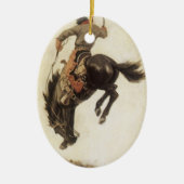  Cowboy, Bronco Buster-onderzoek door NC Wyeth Keramisch Ornament (Voorkant)