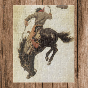  Cowboy, Bronco Buster-onderzoek door NC Wyeth Legpuzzel