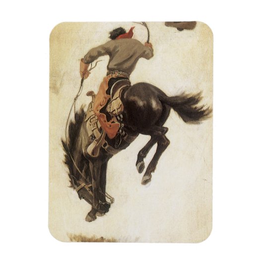 Cowboy, Bronco Buster-onderzoek door NC Wyeth Magneet (Verticaal)