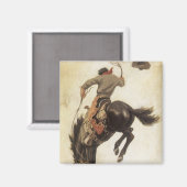  Cowboy, Bronco Buster-onderzoek door NC Wyeth Magneet (Voorkant / Achterkant)