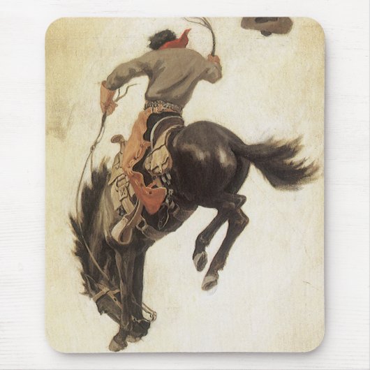 Cowboy, Bronco Buster-onderzoek door NC Wyeth Muismat (Voorkant)