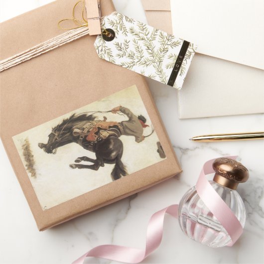  Cowboy, Bronco Buster-onderzoek door NC Wyeth Rechthoekige Sticker (Geschenken)