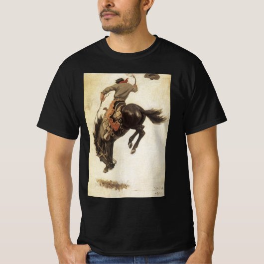 Cowboy, Bronco Buster-onderzoek door NC Wyeth T-shirt (Voorkant)