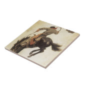  Cowboy, Bronco Buster-onderzoek door NC Wyeth Tegeltje (Zijkant)