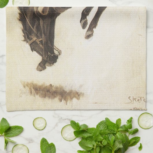  Cowboy, Bronco Buster-onderzoek door NC Wyeth Theedoek (Gevouwen)