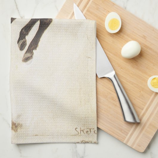  Cowboy, Bronco Buster-onderzoek door NC Wyeth Theedoek (Quarter Fold)