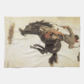  Cowboy, Bronco Buster-onderzoek door NC Wyeth Theedoek (Horizontaal)
