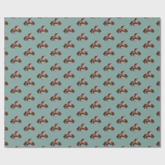  cowboy bronco rijder cadeaupapier (Vlak)