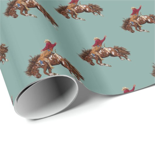  cowboy bronco rijder cadeaupapier (Rol Hoek)