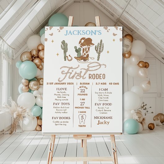 Cowboy Brown eerste Rodeo verjaardag mijlpaal Post Foto Afdruk