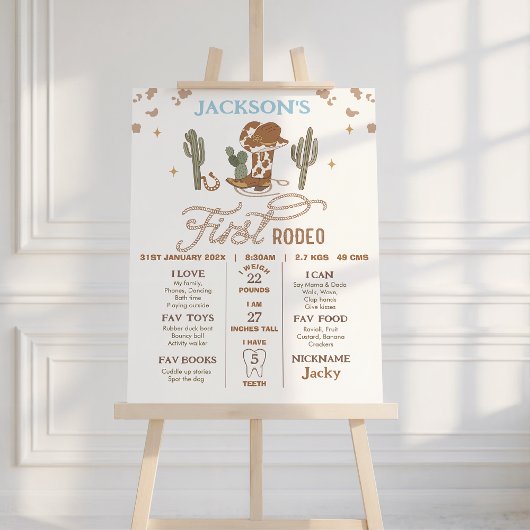 Cowboy Brown eerste Rodeo verjaardag mijlpaal Post Foto Afdruk