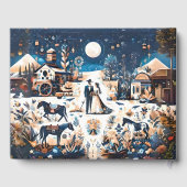 Cowboy & Bruid Blauw Westerne Stijl Bruiloft Gastenboek (Achterkant)