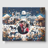 Cowboy & Bruid Blauw Westerne Stijl Bruiloft Gastenboek (Voorkant)