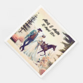 Cowboy, Bruid & Paard Bruiloft Servet (Hoek)