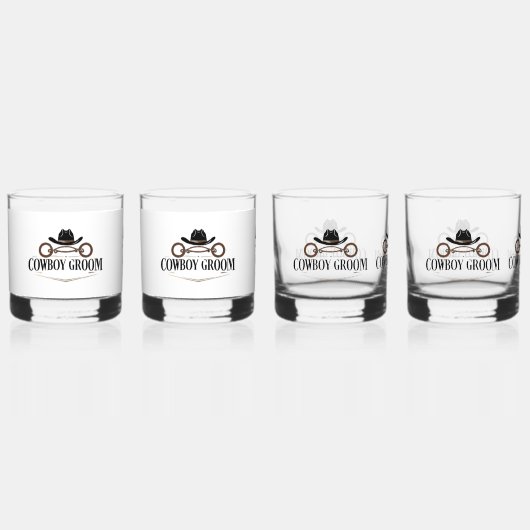 Cowboy Bruidegom Whisky Glas (Voorkant)