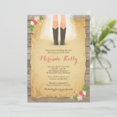 Cowboy Bruids Douche Uitnodiging / Rustic Bridal (Staand voorkant)