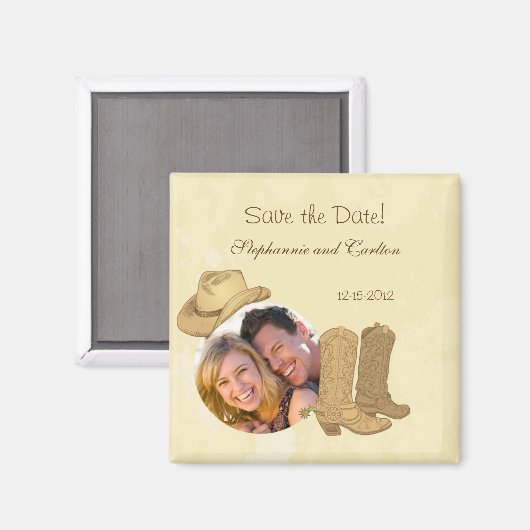 Cowboy bruiloft aankondiging magneet (Voorkant / Achterkant)