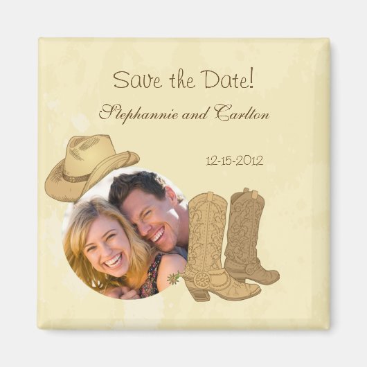 Cowboy bruiloft aankondiging magneet (Voorkant)