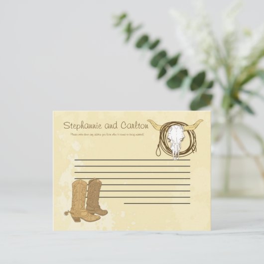 Cowboy bruiloft schrijfbaar advies Kaart (Staand voorkant)
