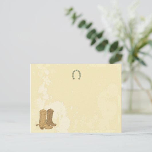 Cowboy bruiloft schrijfbare plaats kaart (Staand voorkant)