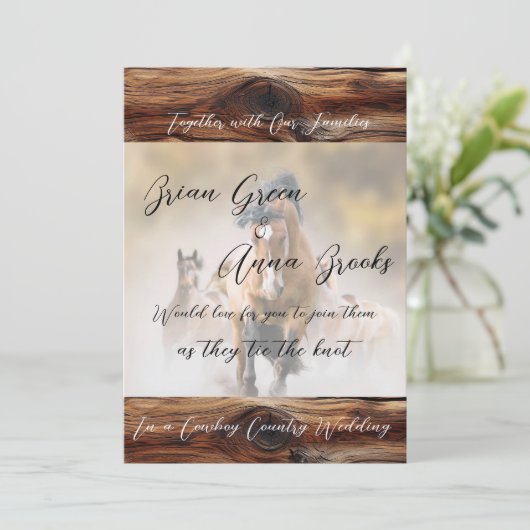 Cowboy bruiloft uitnodiging Dans en BBQ (Staand voorkant)