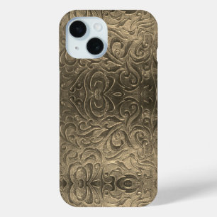 Cowboy bruin western land lederen patroon iPhone 15 case