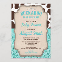 Cowboy buckaroo blauwgroen bruin baby shower