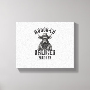 Cowboy Bull Rodeo Moooch verplicht Pardner W Canvas Afdruk