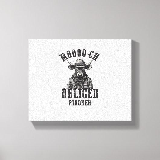  Cowboy Bull Rodeo Moooch verplicht Pardner W Canvas Afdruk (Voorkant)