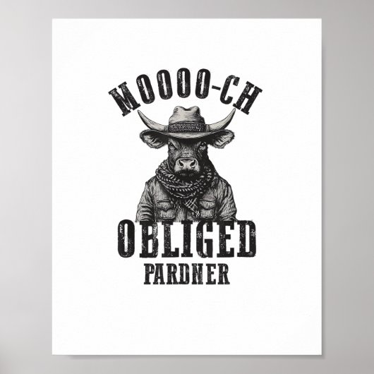Cowboy Bull Rodeo Moooch verplicht Pardner W Poster (Voorkant)