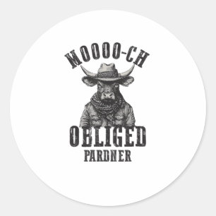Cowboy Bull Rodeo Moooch verplicht Pardner W Ronde Sticker