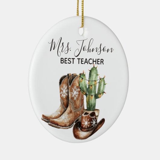 Cowboy Cactus Beste Leraar Gift Keramisch Ornament (Rechts)
