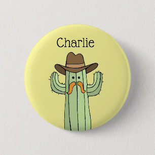 Cowboy Cactus gepersonaliseerd Ronde Button 5,7 Cm
