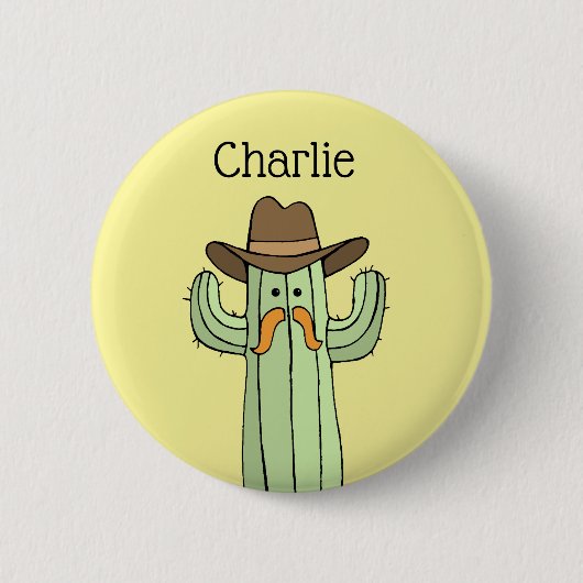 Cowboy Cactus gepersonaliseerd Ronde Button 5,7 Cm (Voorkant)