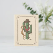 Cowboy Cactus Illustratie Briefkaart (Staand voorkant)