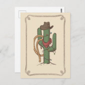 Cowboy Cactus Illustratie Briefkaart (Voorkant / Achterkant)