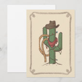Cowboy Cactus Illustratie Feestdagenkaart (Voorkant / Achterkant)